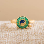 Buddha Stones Yin Yang Copper Luck Wealth Rotatable Ring