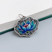 Buddha Stones Lotus Auspicious Cloud New Beginning Necklace Pendant Ring