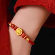 Buddha Stones 999 Gold Chinese Zodiac Auspicious Matches Om Mani Padme Hum Luck Handcrafted Bracelet Bracelet BS 8