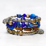 Buddha Stones Multilayer Irregular Turquoise Agate Beads Blessing Bracelet Bracelet BS Blue Agate