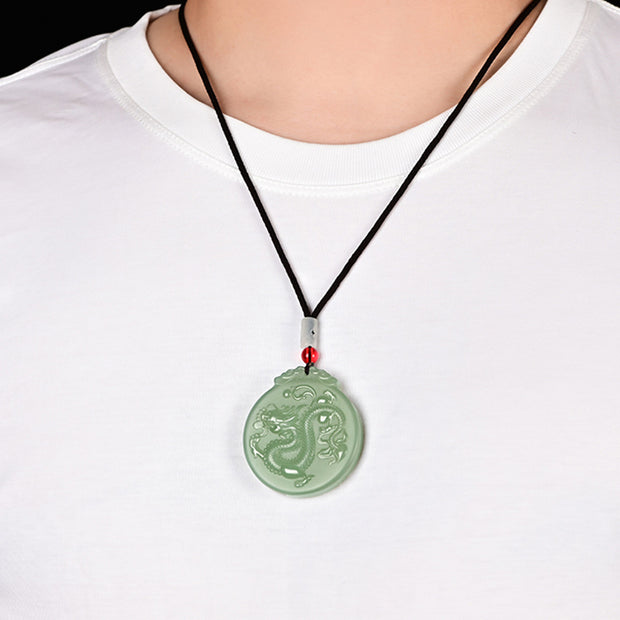 Buddha Stones Chinese Zodiac Dragon Jade Luck Necklace String Pendant Necklaces & Pendants BS 2