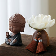 Buddha Stones Black Peach Wood Buddha Flower Calm Cure Decorations Decorations BS 6