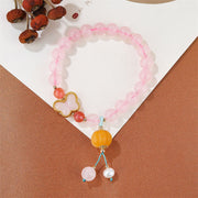 Buddha Stones Natural Pink Crystal Butterfly Pumpkin Love Bracelet Bracelet BS 7