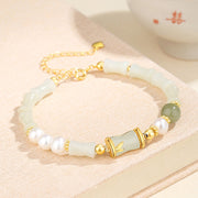Buddha Stones 925 Sterling Silver Natural Hetian White Jade Bamboo Luck Blessing Bracelet Bracelet BS 1