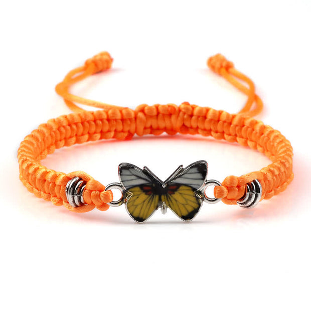Buddha Stones Butterfly Freedom Love String Charm Bracelet Bracelet BS Orange-Yellow Butterfly