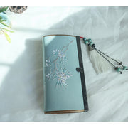 Buddha Stones Flower Plum Peach Blossom Bamboo Double-sided Embroidery Large Capacity Cash Holder Wallet Shopping Purse Bag BS 15