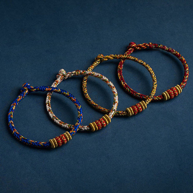 Buddha Stones Tibet Handmade Chinese Zodiac Natal Buddha Luck Strength Braided String Bracelet Bracelet BS 1
