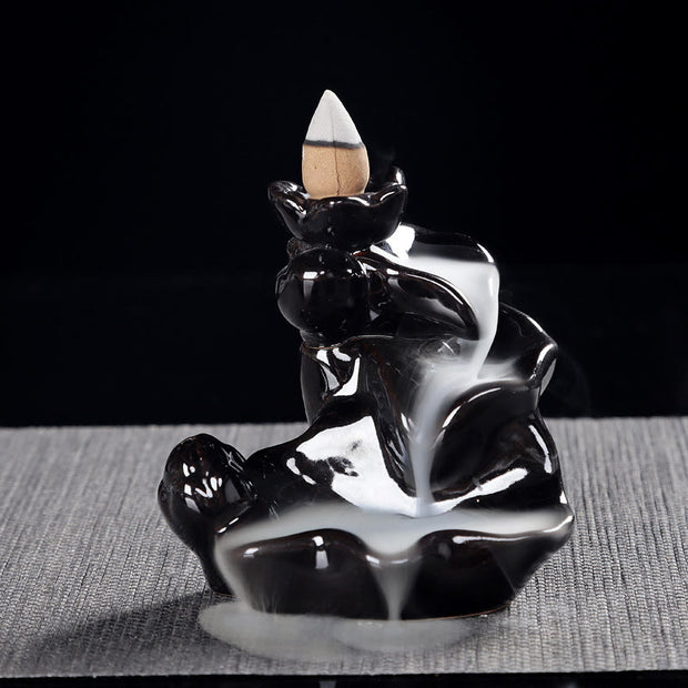 Handcrafted Waterfall Incense Holder Backflow Cone Ceramic Burner with 20 Free Cones Incense Burner BS 2