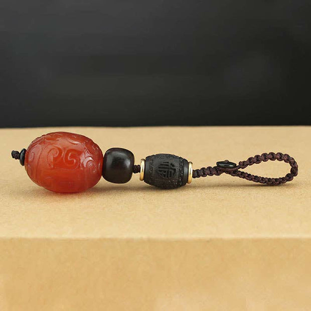 Buddha Stones Red Agate Green Agate Confidence Calm Key Chain Key Chain BS 4