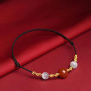 Buddha Stones Natural Red Agate Cat Eye Calm Braided String Bracelet Necklace Pendant Bracelet Necklaces & Pendants BS Red Agate&Cat Eye Black Rope Bracelet(Wrist Circumference 13-19cm)