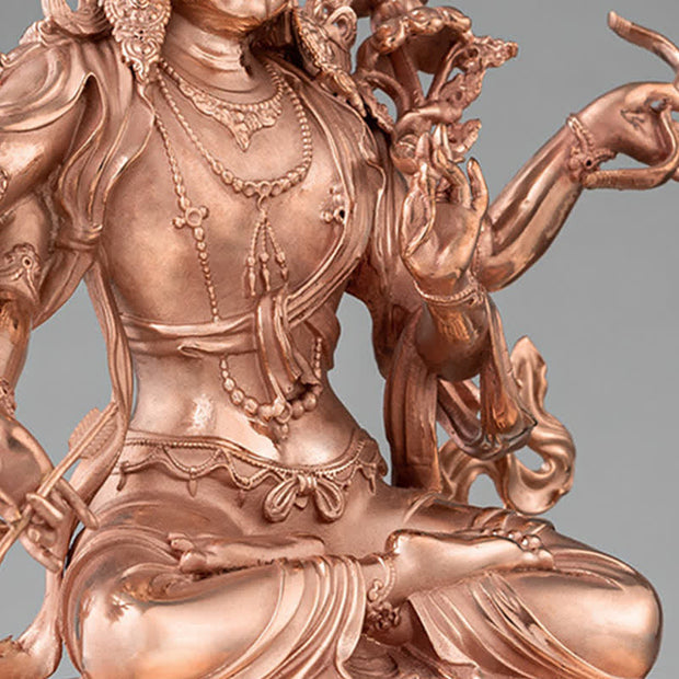 Buddha Stones Four-armed Manjusri Bodhisattva Figurine Serenity Copper Statue Decoration Decorations BS 10