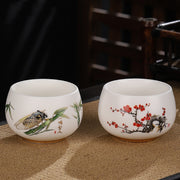 Buddha Stones Dragon Cicada Bamboo Deer Crane Lotus Plum Flower Ceramic Teacup Kung Fu Tea Cup Bowl 185ml Cup BS 16