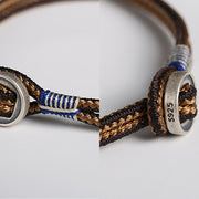 Buddha Stones  925 Sterling Silver Handmade Button Protection Weave String Bracelet Bracelet BS 4