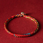 Buddha Stones Handmade Five Color Thread Protection Bracelet Bracelet BS 19cm for Weight Range (90-100 kg)