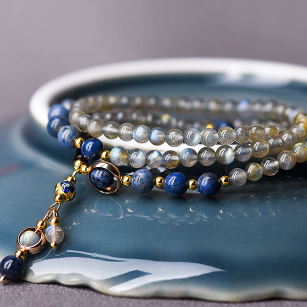 Buddha Stones Moonstone Lazurite Calm Healing Positive Bracelet Bracelet BS 11