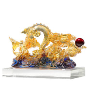 Buddha Stones Handmade Dragon Liuli Crystal Art Piece Protection Strength Home Office Decoration Decorations BS 5