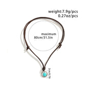 Buddha Stones Round Turquoise Stone Protection Strength Necklace Pendant Necklaces & Pendants BS 11