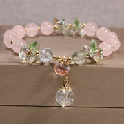 Buddha Stones Cat's Eye Pink Crystal Peace Charm Bracelet Bracelet BS Pink Crystal