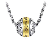 Buddha Stones Taoist Nine-Character Mantra Engraved Amulet Balance Necklace Rotatable Pendant Necklaces & Pendants BS 2