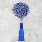 Buddha Stones 108 Mala Blue Aventurine Beads Yoga Meditation Prayer Beads Necklace Bracelet BS 3