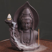 Buddha Stones Tibetan Avalokitesvara Buddha Lotus Healing Backflow Smoke Fountain Incense Burner Incense Burner BS 5