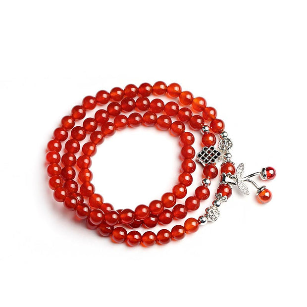 Buddha Stones Natural Red Agate Bead Blessing Bracelet Necklace Bracelet Necklaces & Pendants BS 6