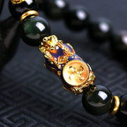 Buddha Stones Color-Changing Pixiu Obsidian Wealth Bracelet