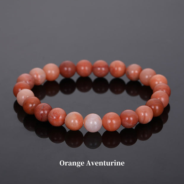 Buddha Stones Natural Stone Quartz Healing Beads Bracelet Bracelet BS 8mm Orange Aventurine
