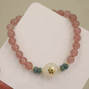 Buddha Stones Natural Strawberry Quartz Chalcedony Jade Healing Bracelet Bracelet BS 6