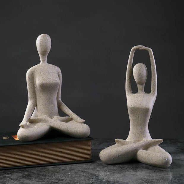 Buddha Stones Abstract Yoga Meditating Exercise Resin Spiritual Figurine Sculpture Desk Decoration