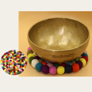 Buddha Stones Tibetan Singing Bowl Handcraft Felted Wool Cushion Decoration