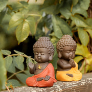 Buddha Stones Small Buddha Serenity Purple Clay Home Desk Decoration Decorations BS main