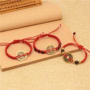 Buddha Stones Copper Coin Fortune Red String Weave Bracelet Bracelet BS 1