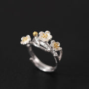 Buddha Stones 925 Sterling Silver Plum Blossom Floral Blessing Earrings Earrings BS 3