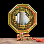 Buddha Stones Feng Shui Bagua Map Five-Emperor Coins Gourd Balance Living Room Energy Map Mirror