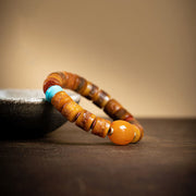 Buddha Stones Tibetan Natural Camel Bone Amber Red Agate Turquoise Protection Luck Bracelet Bracelet BS 11