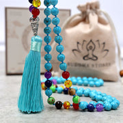 Buddha Stones 108 Mala Turquoise Beads Yoga Meditation Prayer Beads Necklace