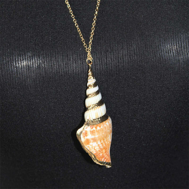 Buddha Stones Natural Shankha Conch Shell Seashell Lucky Necklace Pendant Necklaces & Pendants BS 10