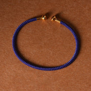 Buddha Stones Simple Design Handmade Luck Braid String Cuff Bracelet Bracelet BS MidnightBlue