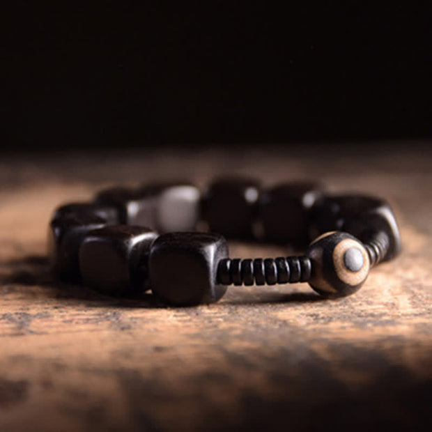 Buddha Stones Tibetan Ebony Wood Dzi Bead Strength Bracelet Bracelet BS 2
