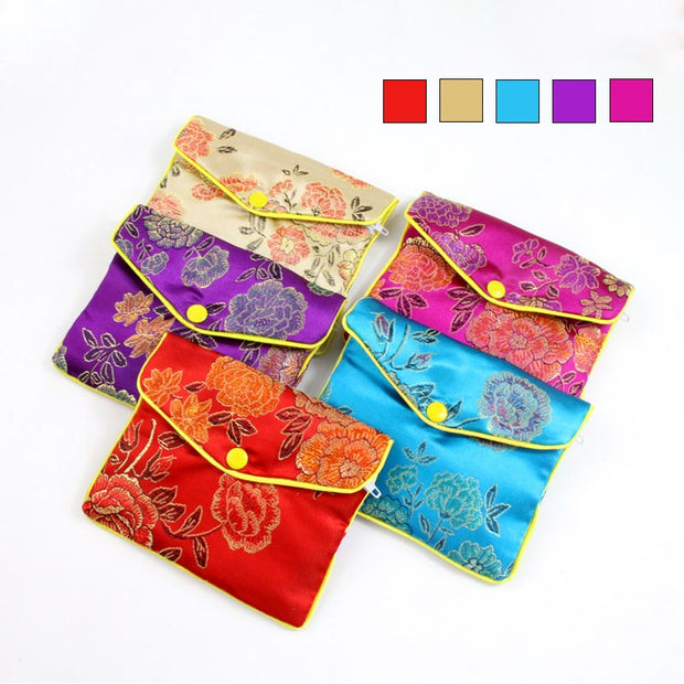 Buddha Stones Jewelry Silk Purse Pouch Gift Bags Decoration Decorations BS Multiple Color 10*12cm