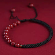 Buddha Stones Natural Cinnabar King Kong Knot Blessing String Bracelet Bracelet BS Cinnabar Black String 6mm