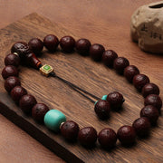 Buddha Stones Tibetan Bodhi Seed Agate Bead Luck Wealth Tassel Charm Wrist Mala