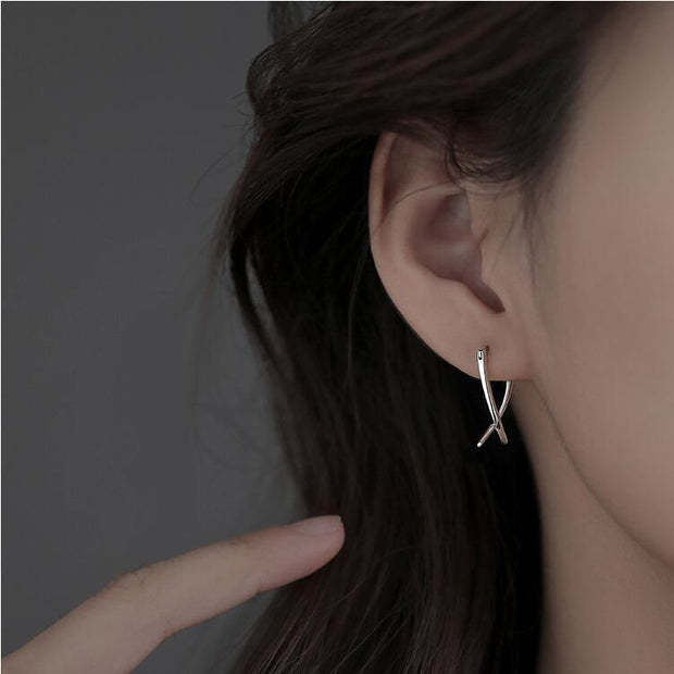 Buddha Stones Geometric Cross Design Luck Hoop Earrings Earrings BS 2