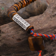 Buddha Stones Tibetan Tiger Eye Om Mani Padme Hum Protection Power Bracelet Bracelet BS 2