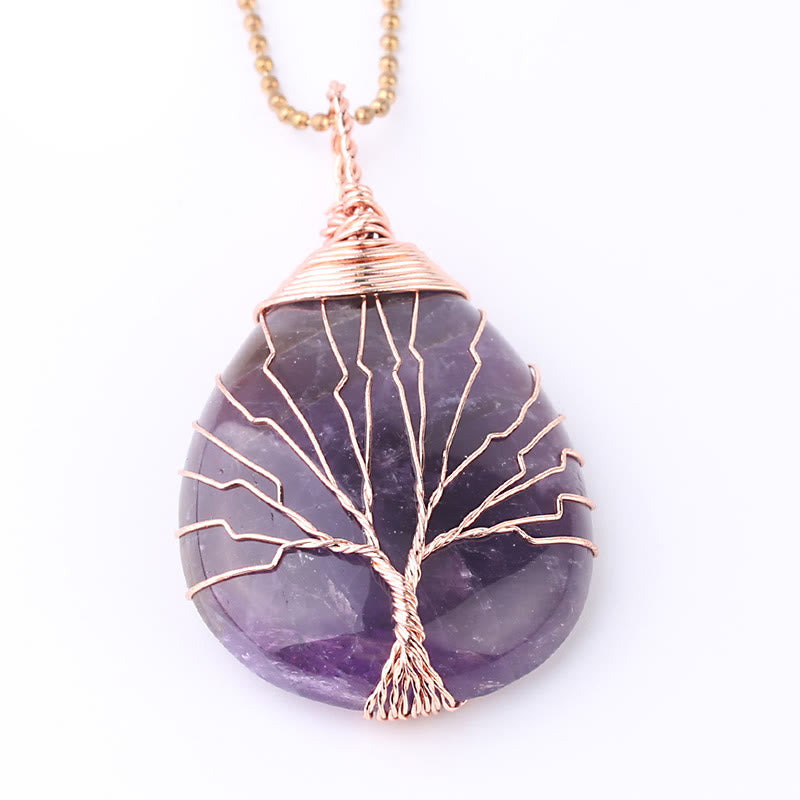 Buddha Stones Natural Quartz Crystal Tree Of Life Healing Energy Necklace Pendant Necklaces & Pendants BS 4