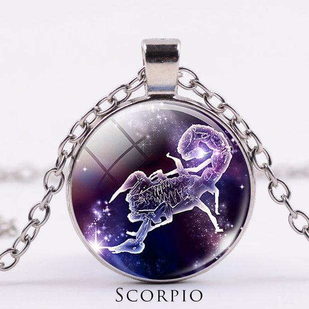 12 Constellations of the Zodiac Moon Starry Sky Protection Blessing Necklace Pendant Necklaces & Pendants BS Silver Scorpio