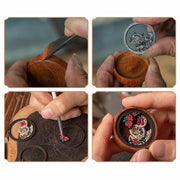 Buddha Stones Year Of The Dragon Hand Painted Chinese Zodiac Rosewood Carved Calm Key Chain