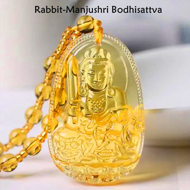 Buddha Stones Citrine Guardian Buddha Serenity Pendant Necklace Necklaces & Pendants BS 3