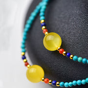 Buddha Stones Turquoise Amber Red Agate Protection Bracelet Necklace Pendant Bracelet Necklaces & Pendants BS 2